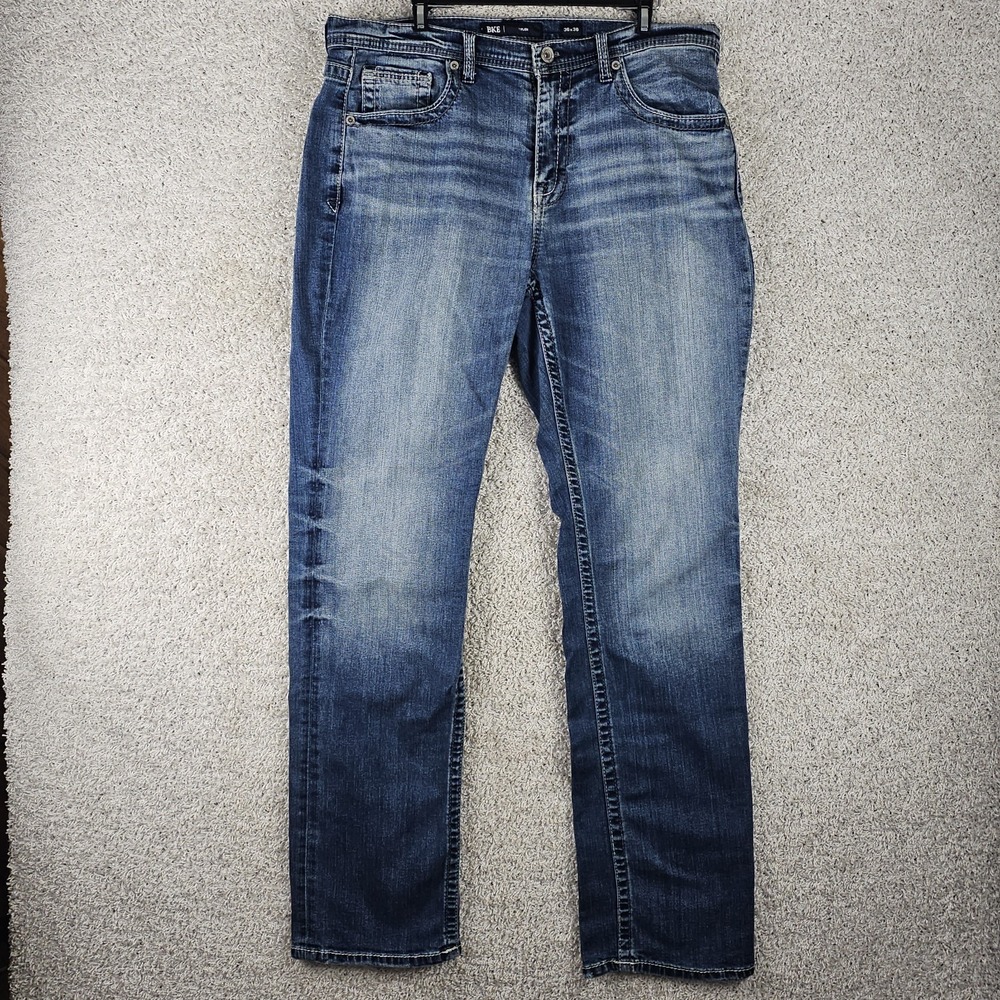 BKE Tyler Straight Leg Jeans Size 36x36 Blue Denim Stretch Medium Wash